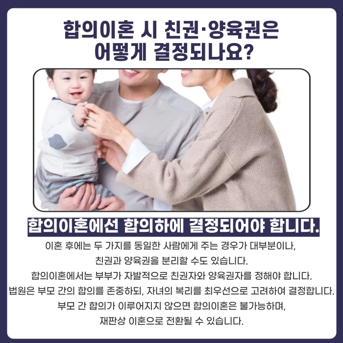 합의이혼 시 친권·양육권은 어떻게 정해지고, 어떤 절차로 확정되나요? 카드뉴스 2