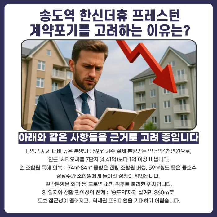송도역 한신더휴 프레스턴 분양계약 해지, 고려해야 할 이유와 가능성 카드뉴스 3
