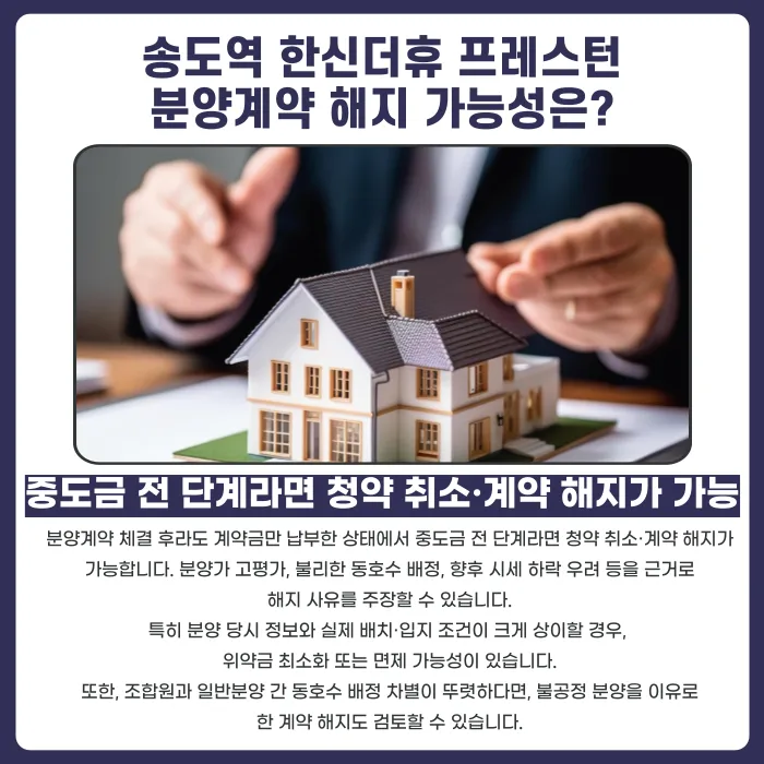 송도역 한신더휴 프레스턴 분양계약 해지, 고려해야 할 이유와 가능성 카드뉴스 4