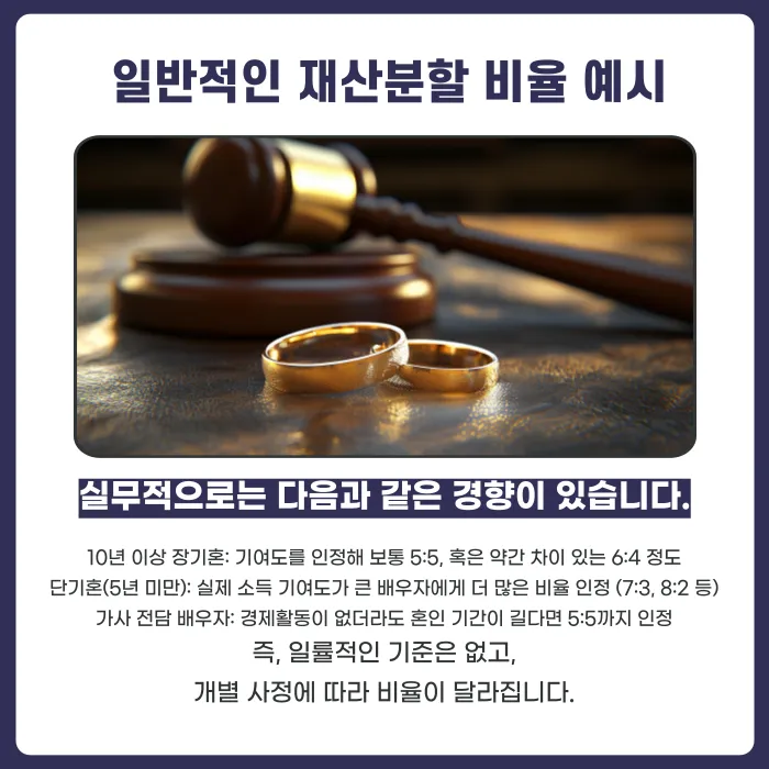이혼 재산분할 비율은 어떻게 산정되나요? 기여도 기준과 사례 카드뉴스 4