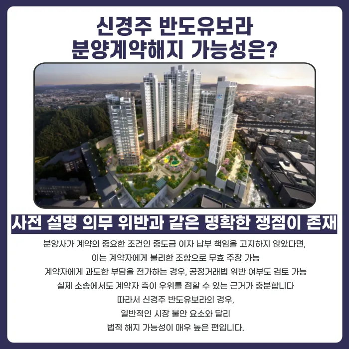 신경주 반도유보라 분양계약 해지, 가능할까? 중도금 이자 조항 쟁점 정리 카드뉴스 4