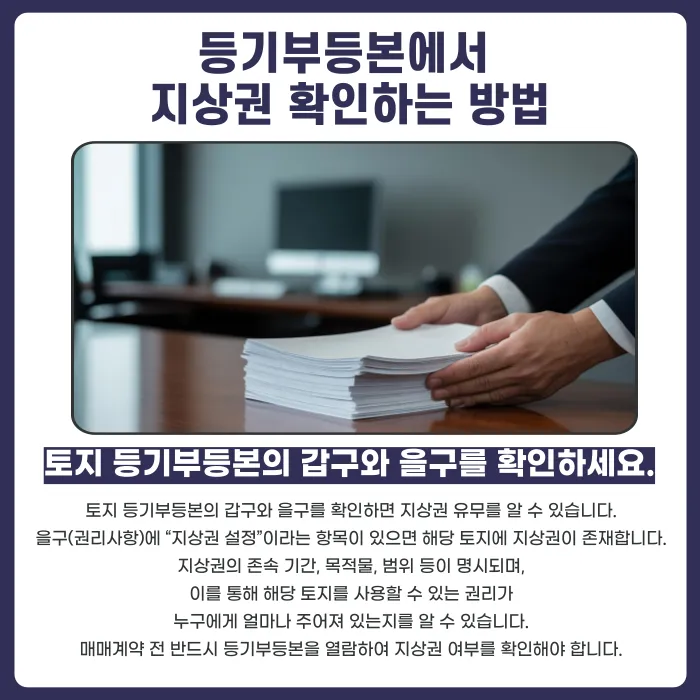 토지에 지상권이 설정되어 있다면? 매수인이 확인할 사항과 제거 방법 카드뉴스 3