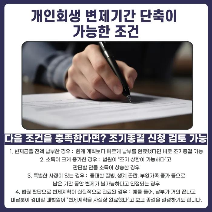 개인회생 변제기간 단축 가능한가요? 조기종결 요건과 절차 카드뉴스 3