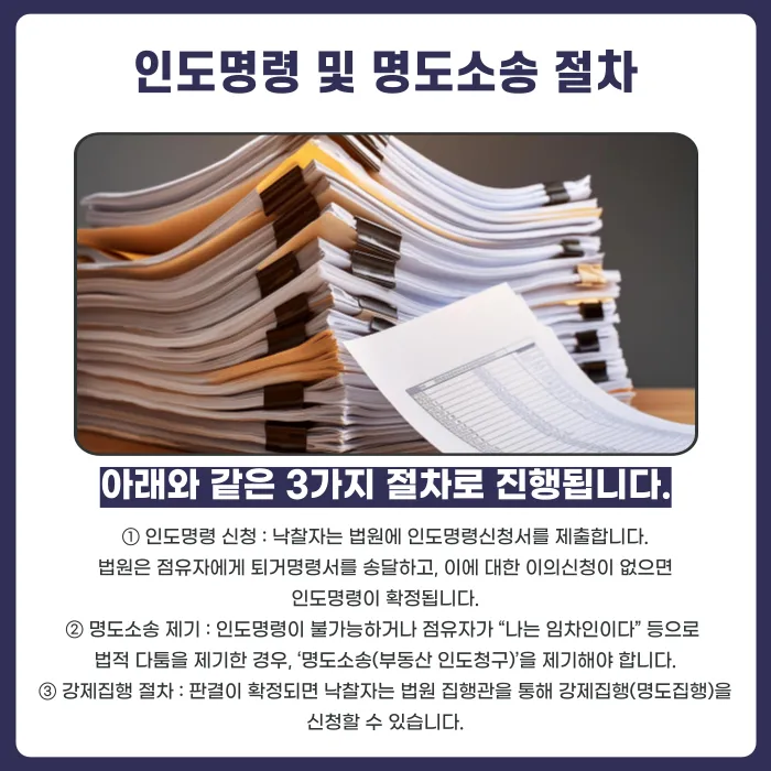 경매 낙찰 후 전 소유자가 버티면? 명도소송·인도명령 절차 정리 카드뉴스 4