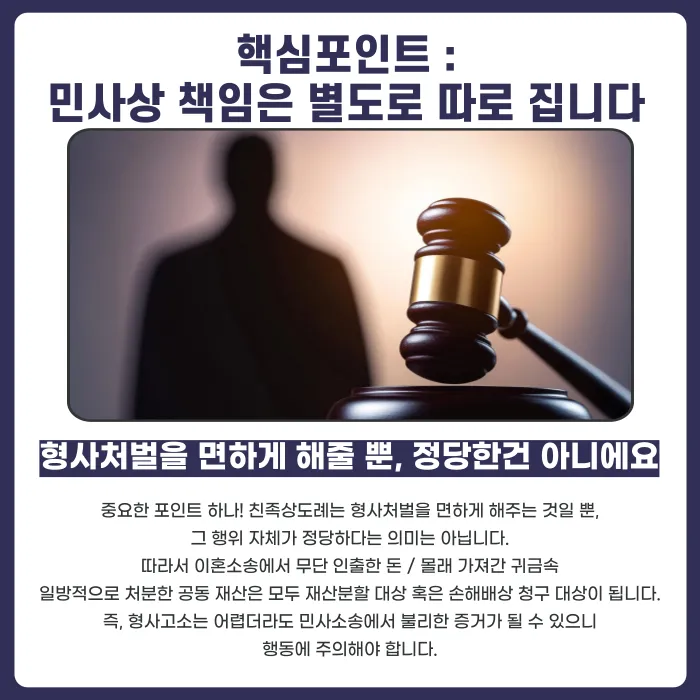 이혼소송 중에도 친족상도례가 적용될까? 배우자 재산 문제 정리 카드뉴스 5