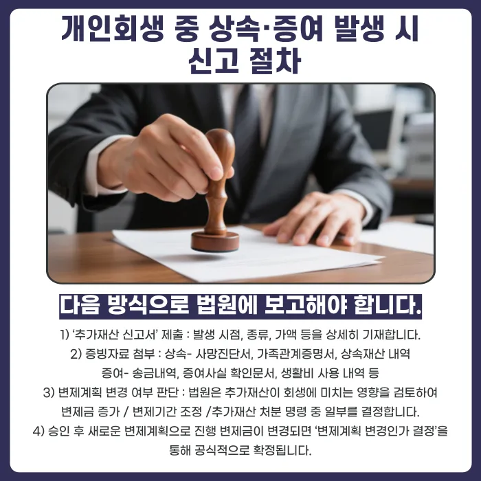 개인회생 중 상속·증여가 생겼다면? 신고 대상과 변제금 영향 정리 카드뉴스 4