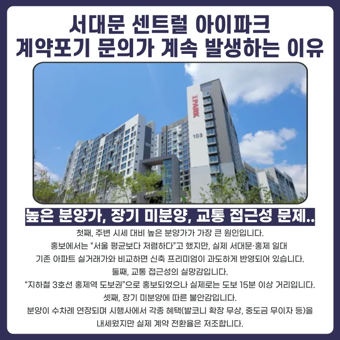 서대문 센트럴 아이파크 분양계약해지, 가능한 이유와 법적 근거 카드뉴스 3