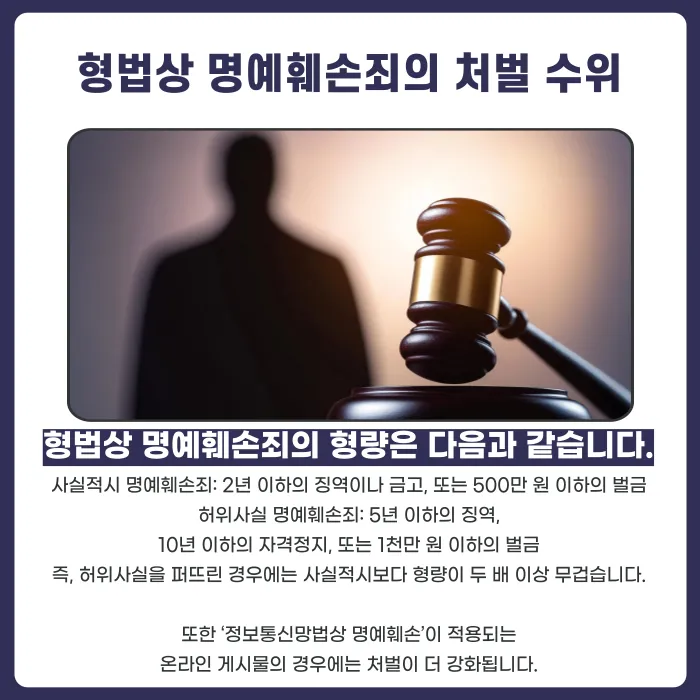 명예훼손죄 처벌 수위와 형량, 벌금 기준 총정리 카드뉴스 3