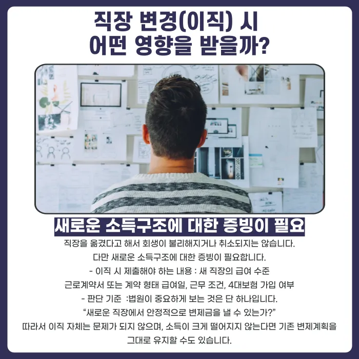 개인회생 중 소득이 변하거나 이직하면 어떻게 해야 하나요? 변제계획 변경 총정리 카드뉴스 3