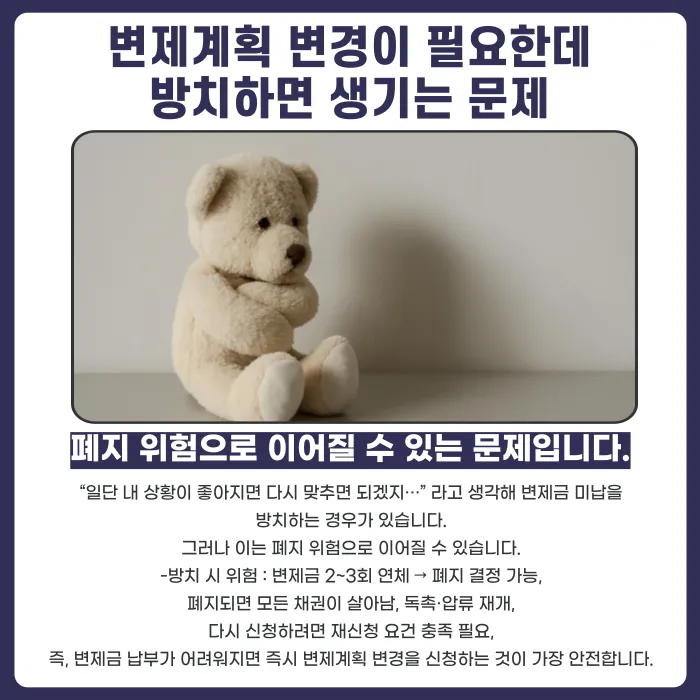 개인회생 중 소득이 변하거나 이직하면 어떻게 해야 하나요? 변제계획 변경 총정리 카드뉴스 5