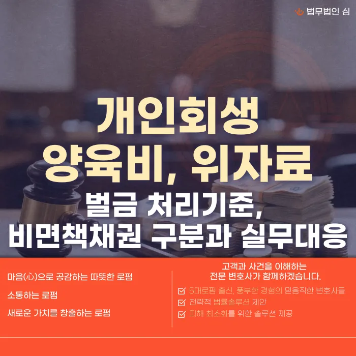 개인회생 해도 안 없어지는 채무: 양육비·위자료·벌금 비면책채권 정리 카드뉴스 1