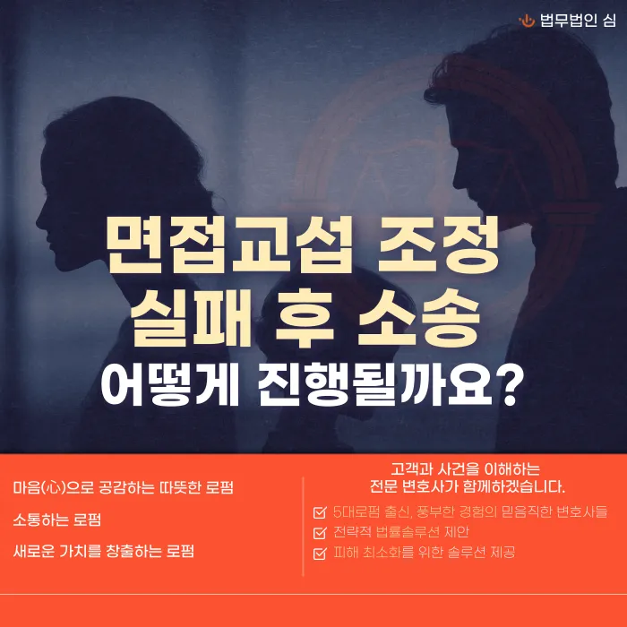 면접교섭 조정 실패 후 소송(심판) 절차, 어떻게 진행되나요 카드뉴스 1