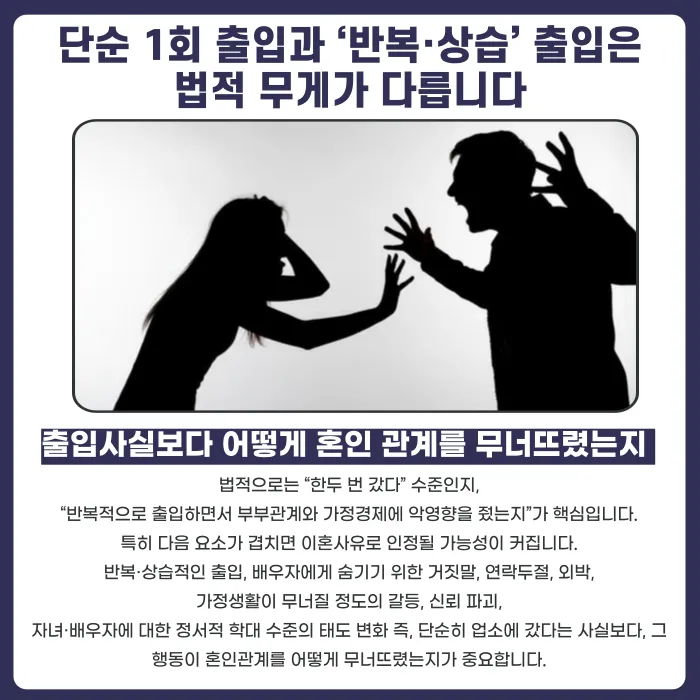 배우자의 유흥업소 출입, 이혼사유로 인정될 수 있을까? 카드뉴스 2