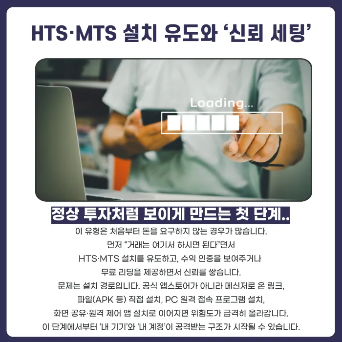 HTS·MTS 설치 유도 투자사기, 화면 수익 조작과 출금 차단의 신호 카드뉴스 2