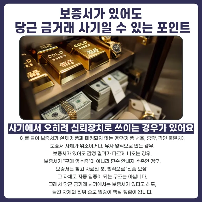당근마켓 금거래 사기, 현물 확인·보증서 있어도 안전할까 카드뉴스 3