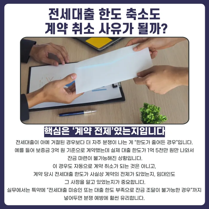 전세대출 거절·한도 축소 시 계약 취소 가능할까? 특약과 대응 방법 카드뉴스 3