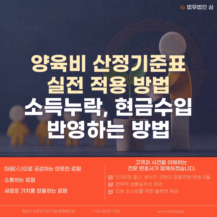 양육비 산정기준표 실전 적용법, 소득 누락·현금수입은 어떻게 반영할까 카드뉴스 1