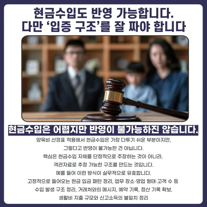 양육비 산정기준표 실전 적용법, 소득 누락·현금수입은 어떻게 반영할까 카드뉴스 5