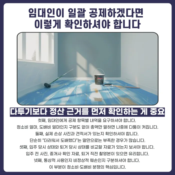 임대인이 보증금에서 청소비·도배비를 일괄 공제하겠다고 할 때 대처법 카드뉴스 4