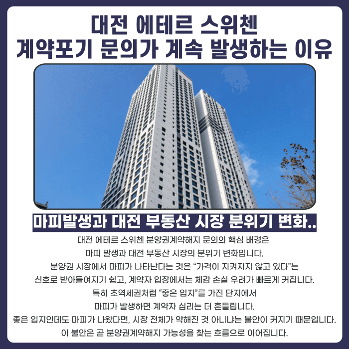 대전 에테르 스위첸 분양권계약해지, 마피 발생 시 가능할까요? 카드뉴스 3