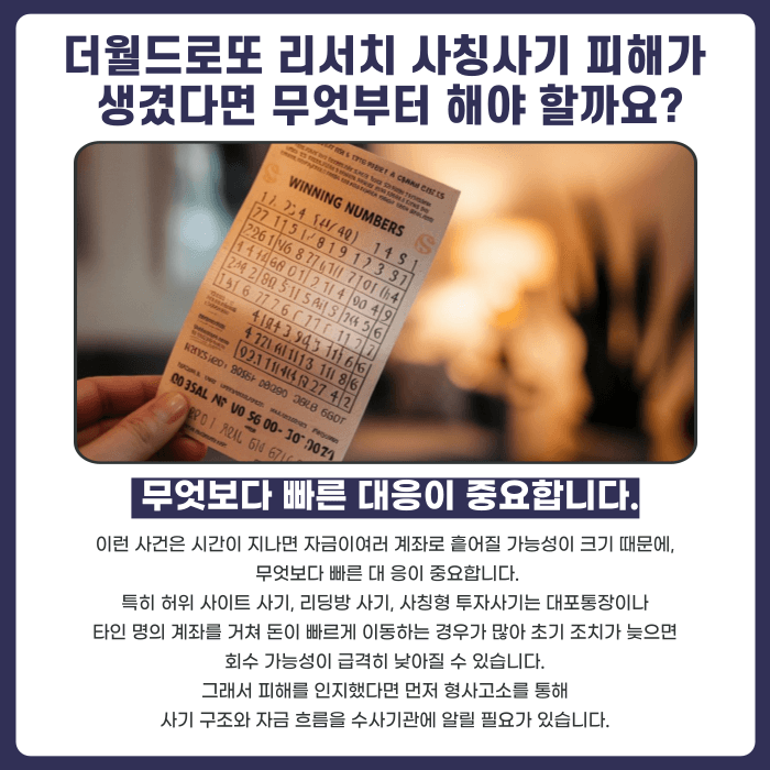 더월드로또 리서치 사칭사기, 이렇게 접근합니다 — 대응 방법 정리 카드뉴스 4