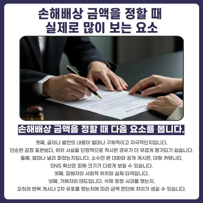 명예훼손 손해배상 금액, 어떤 기준으로 정해질까 카드뉴스 3