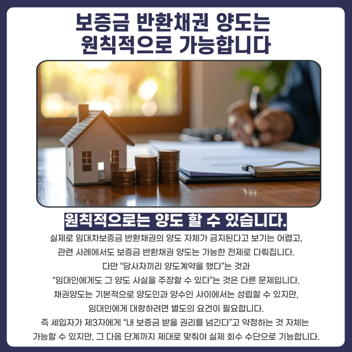 보증금 반환채권 양도 가능할까? 임대인 대항요건과 실익 정리 카드뉴스 2