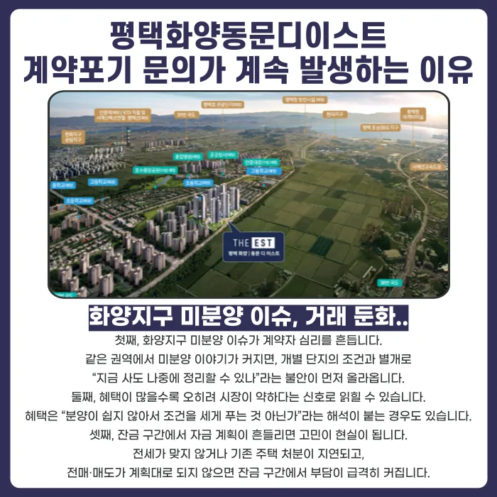 평택화양동문디이스트 분양계약해지, 미분양 이슈로 고민이라면 카드뉴스 3