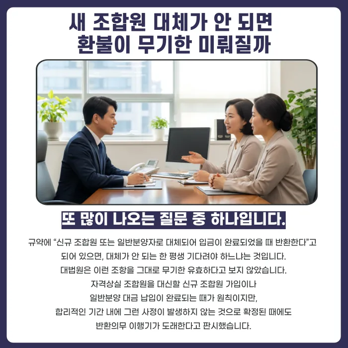지역주택조합 자격상실 통보, 분담금 환불은 언제 얼마나 받을 수 있을까 카드뉴스 5