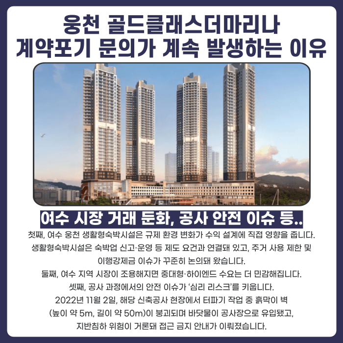 웅천 골드클래스더마리나 분양권계약해지, 가능성과 대응 전략 카드뉴스 2