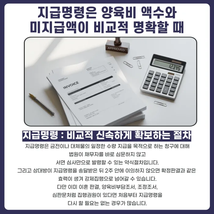 이혼 양육비 미지급 대응 방법: 지급명령·이행명령·강제집행 절차 정리 카드뉴스 2