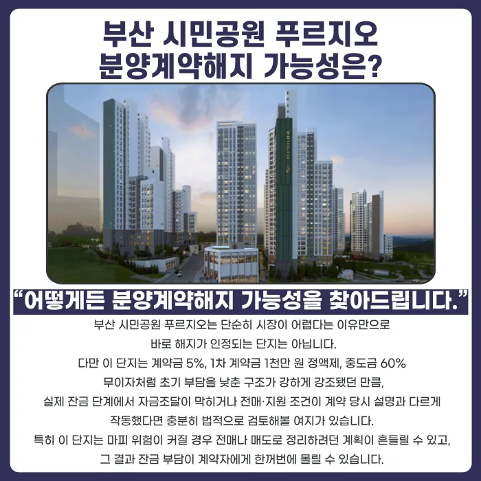 부산 시민공원 푸르지오 분양계약해지, 가능한 경우와 대응 전략 카드뉴스 4