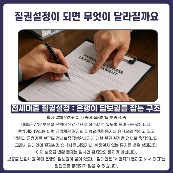 전세대출 질권설정, 임대인이 보증금을 임차인에게 돌려줘도 될까 카드뉴스 2
