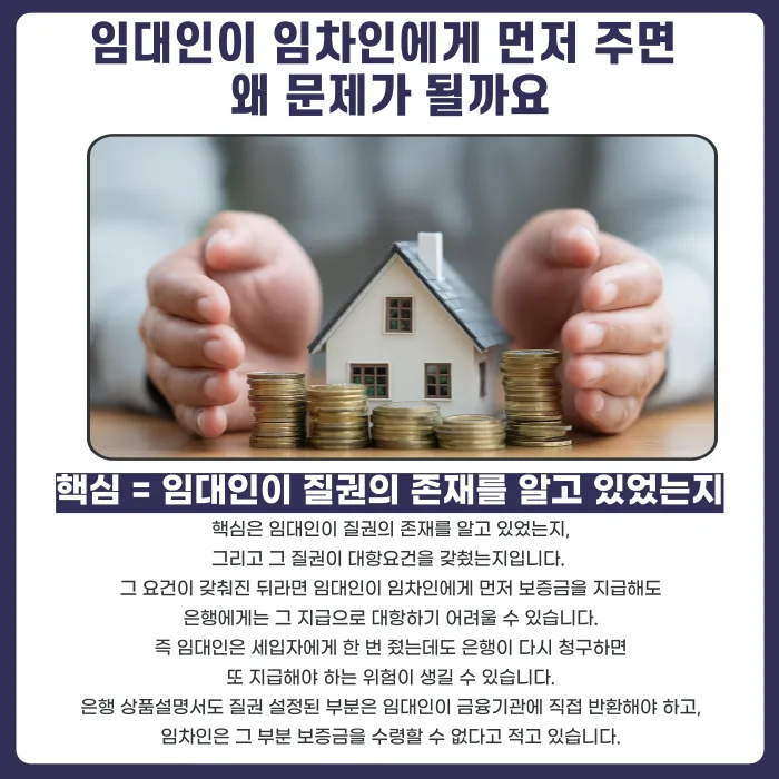 전세대출 질권설정, 임대인이 보증금을 임차인에게 돌려줘도 될까 카드뉴스 3