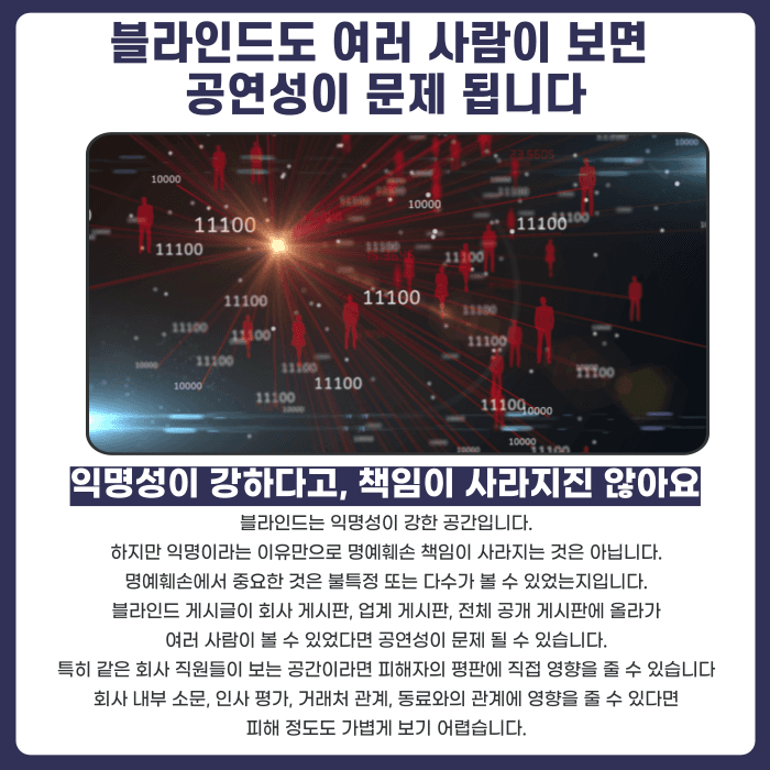 블라인드 회사 사람 저격글, 명예훼손 고소 가능할까 카드뉴스 4