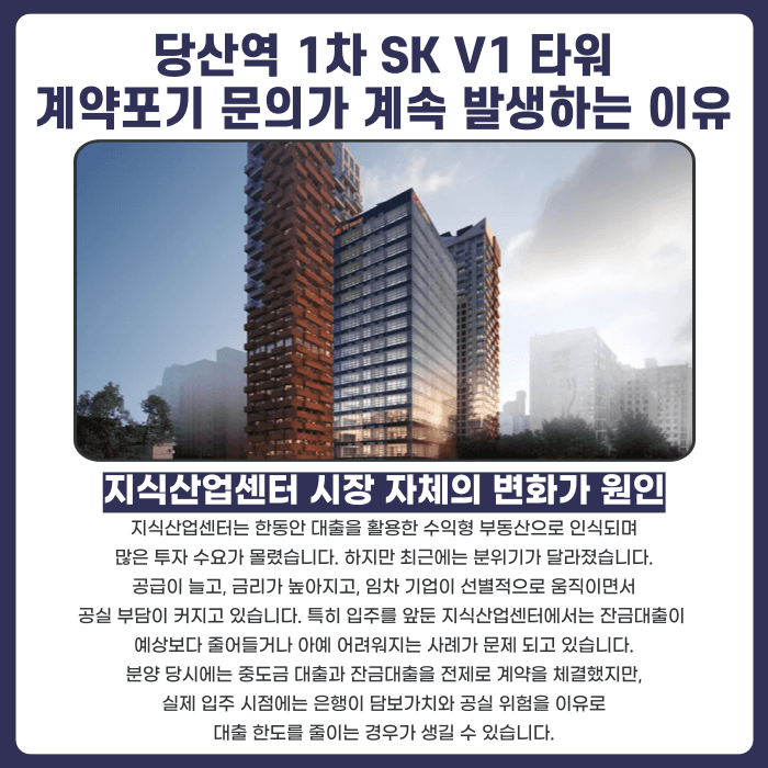 당산역 1차 SK V1 타워 분양계약해지, 잔금대출과 공실 우려 있다면 대응 방법은 카드뉴스 3
