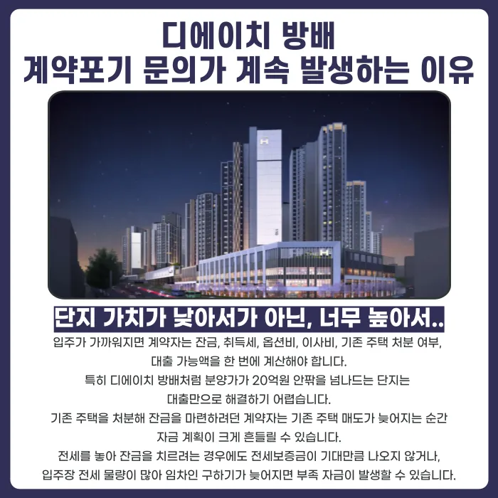 디에이치 방배 분양계약해지, 강남 고가 잔금 부담 대응 방법 카드뉴스 3