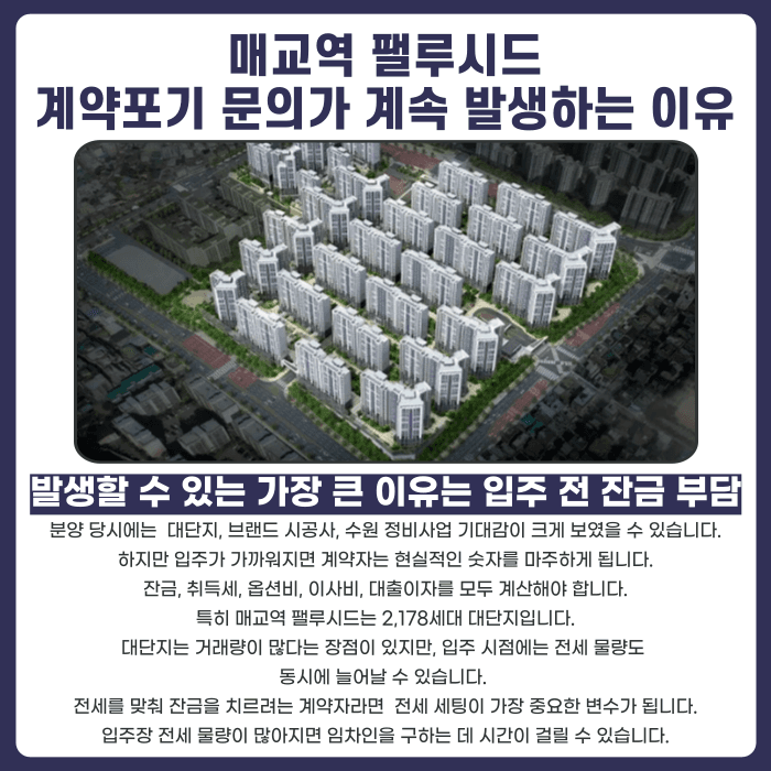 매교역 팰루시드 분양권 계약해지, 잔금 부담과 마피 위험 대응 방법 카드뉴스 3