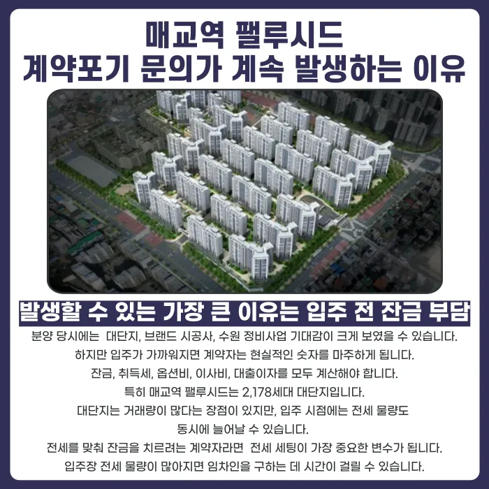 매교역 팰루시드 분양권 계약해지, 잔금 부담과 마피 위험 대응 방법 카드뉴스 3