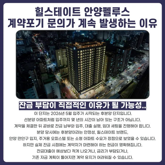힐스테이트 안양펠루스 분양계약해지, 후분양 잔금 부담 어떻게 대응할까 카드뉴스 3