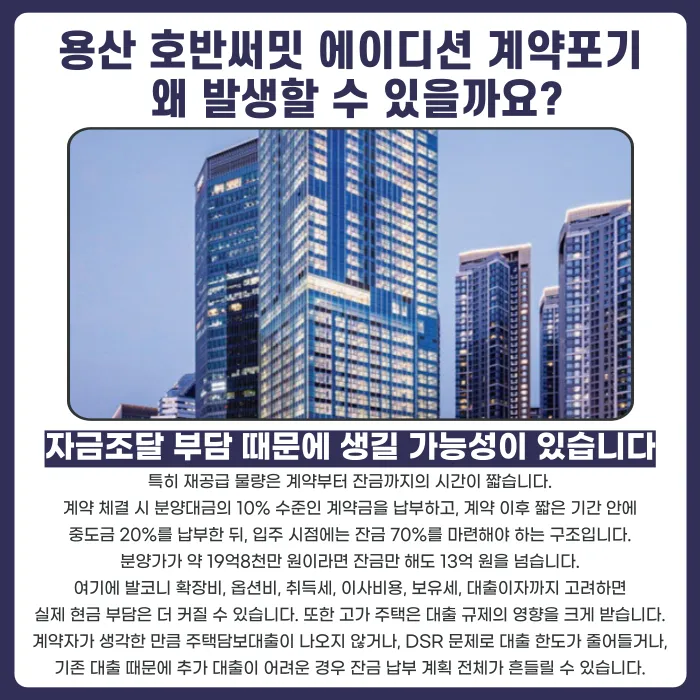 용산 호반써밋 에이디션 분양계약해지, 잔금 마련 어려울 때 대응법 카드뉴스 3