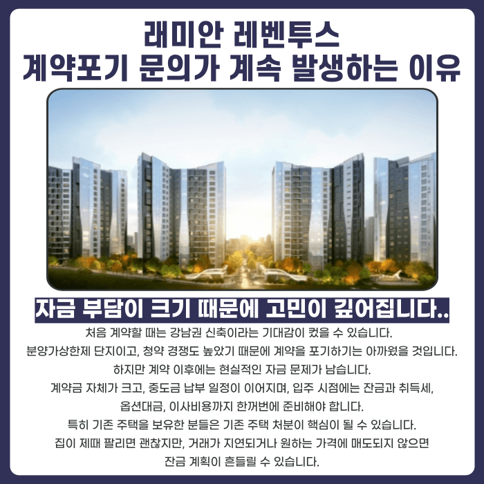 래미안 레벤투스 분양권 계약해지, 잔금·기존 주택 처분 부담될 때 체크리스트 카드뉴스 3