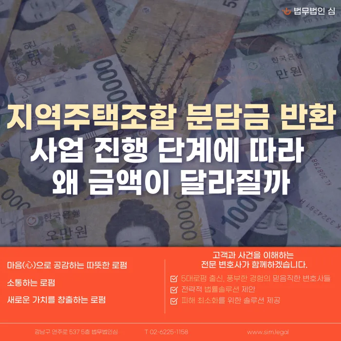 지역주택조합 분담금 반환, 사업 단계별로 금액이 달라지는 이유 카드뉴스 1