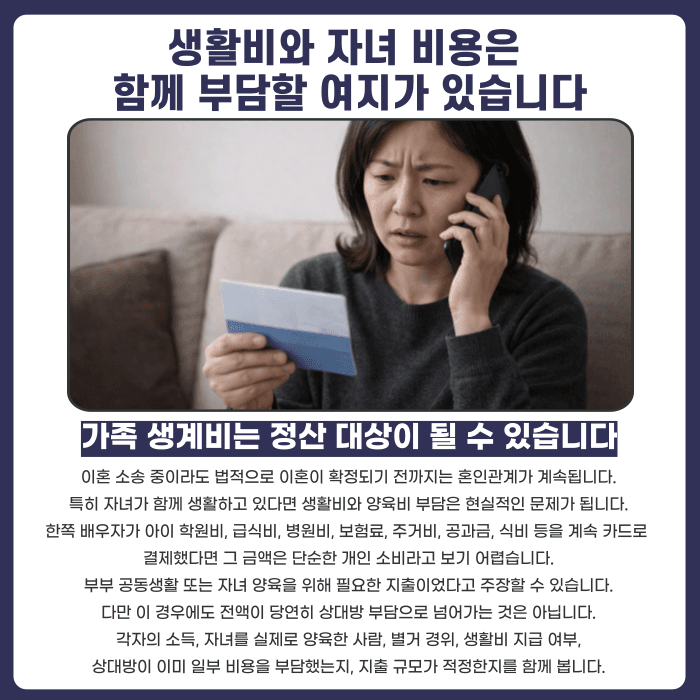 이혼 소송 중 카드값, 생활비로 쓴 돈도 재산분할에 포함될까 카드뉴스 3