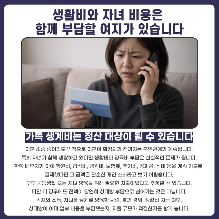 이혼 소송 중 카드값, 생활비로 쓴 돈도 재산분할에 포함될까 카드뉴스 3