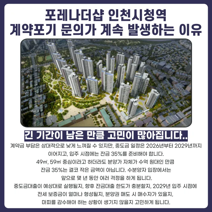 포레나더샵 인천시청역 분양권 계약해지, 가능한가요? 카드뉴스 3