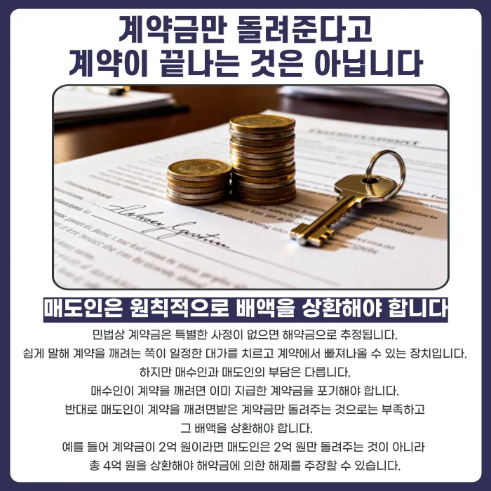 매도인이 계약금만 돌려주면 부동산 매매계약이 해제될까 카드뉴스 2