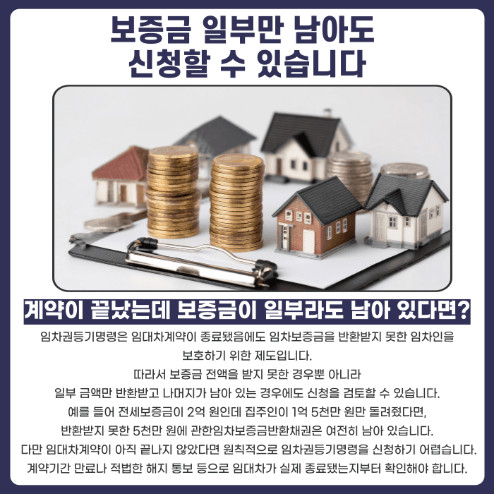 임차권등기명령, 보증금 일부만 돌려받아도 신청할 수 있을까 카드뉴스 2