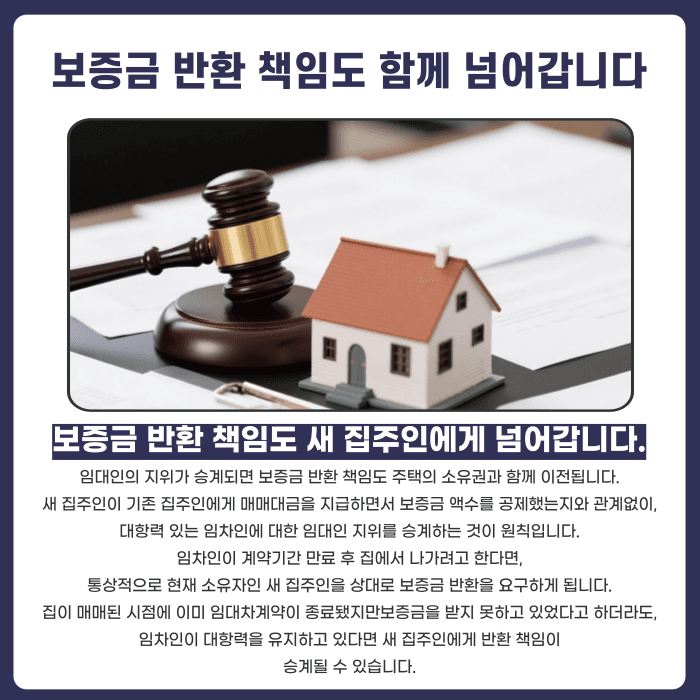 집주인이 바뀌면 보증금은 누구에게 받아야 할까? 임대인 지위 승계와 대항력 카드뉴스 3