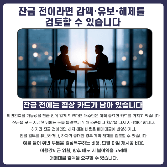 위반건축물인 줄 모르고 매수했다면? 잔금 전 계약 해제·감액 가능성 카드뉴스 4